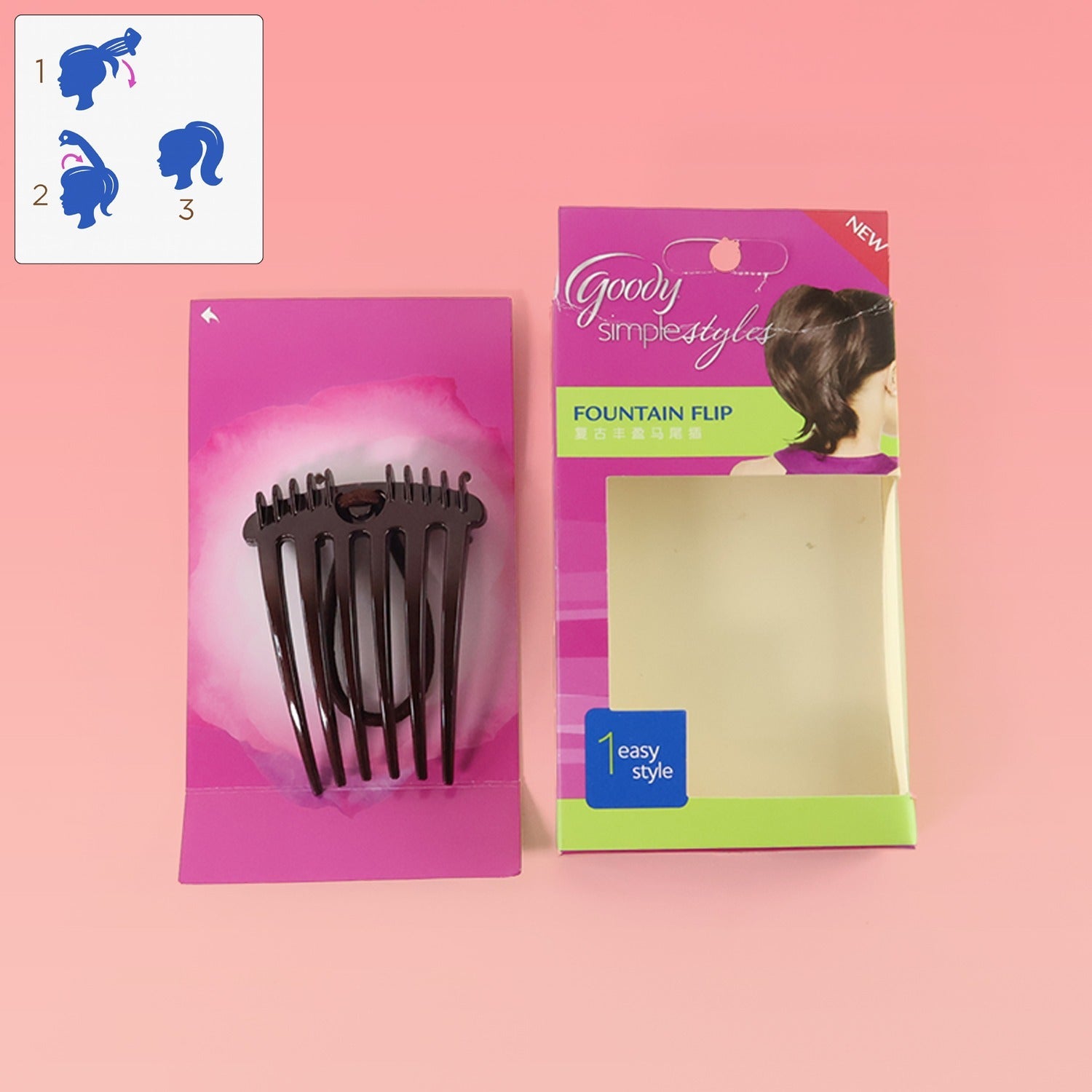 Ponytail Comb with Elastic Loop - (1 Pc) Ponytail Comb with Elastic Loop - (1 Pc)